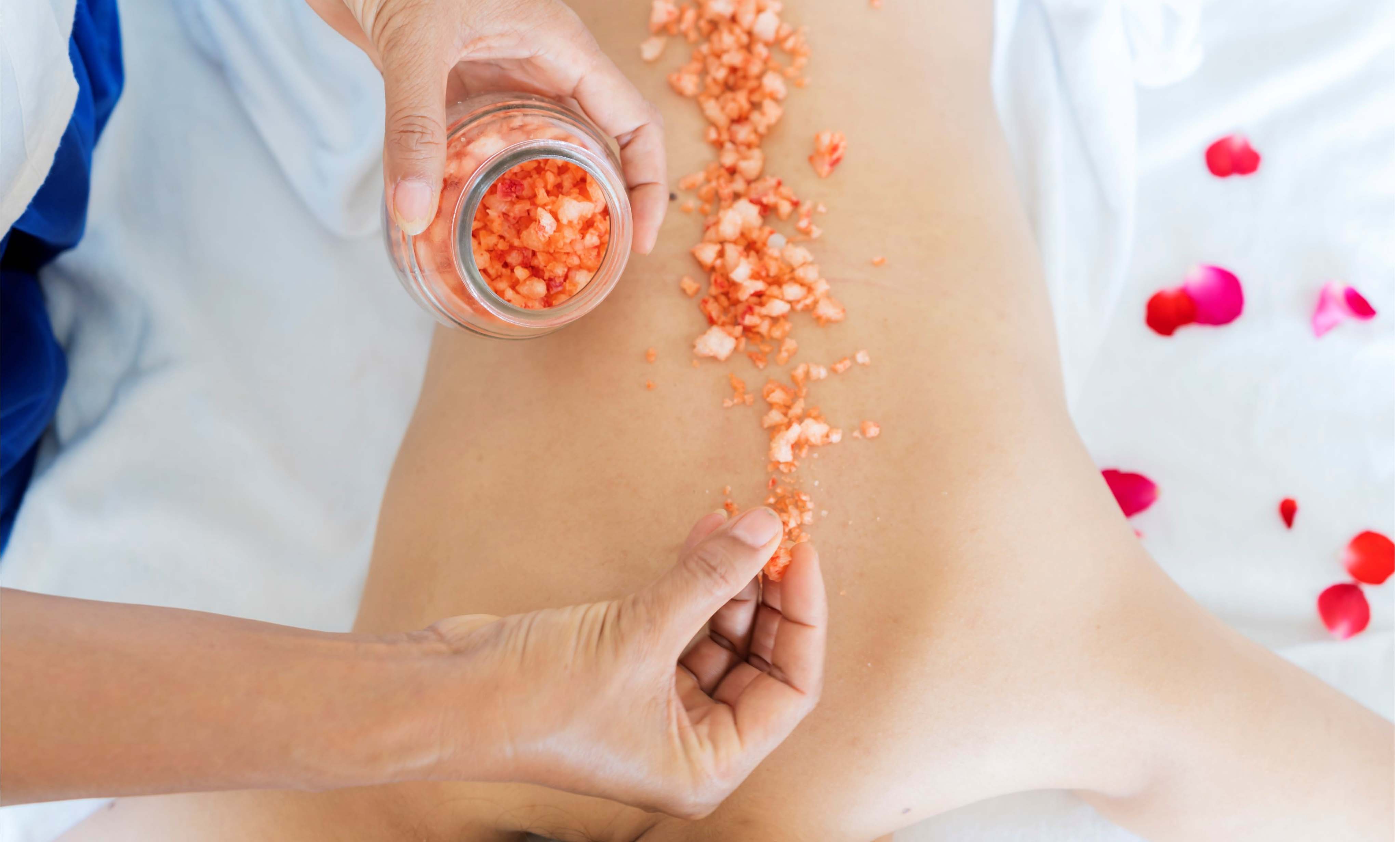 Jar of peeling scrub with texture visible